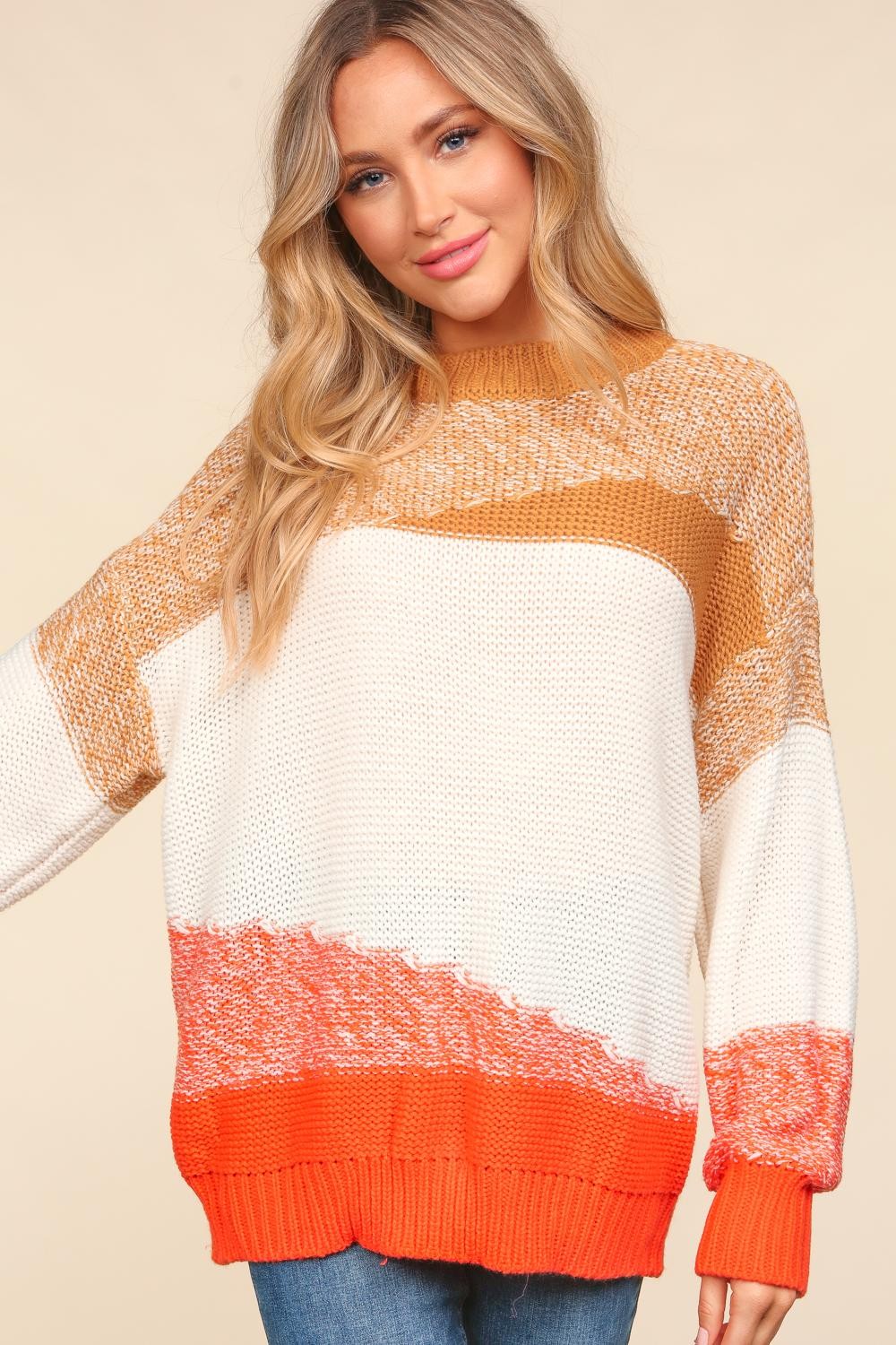 shopelevatedtoday, shopelevatedtoday.com, Haptics Color Block Long Sleeve Sweater