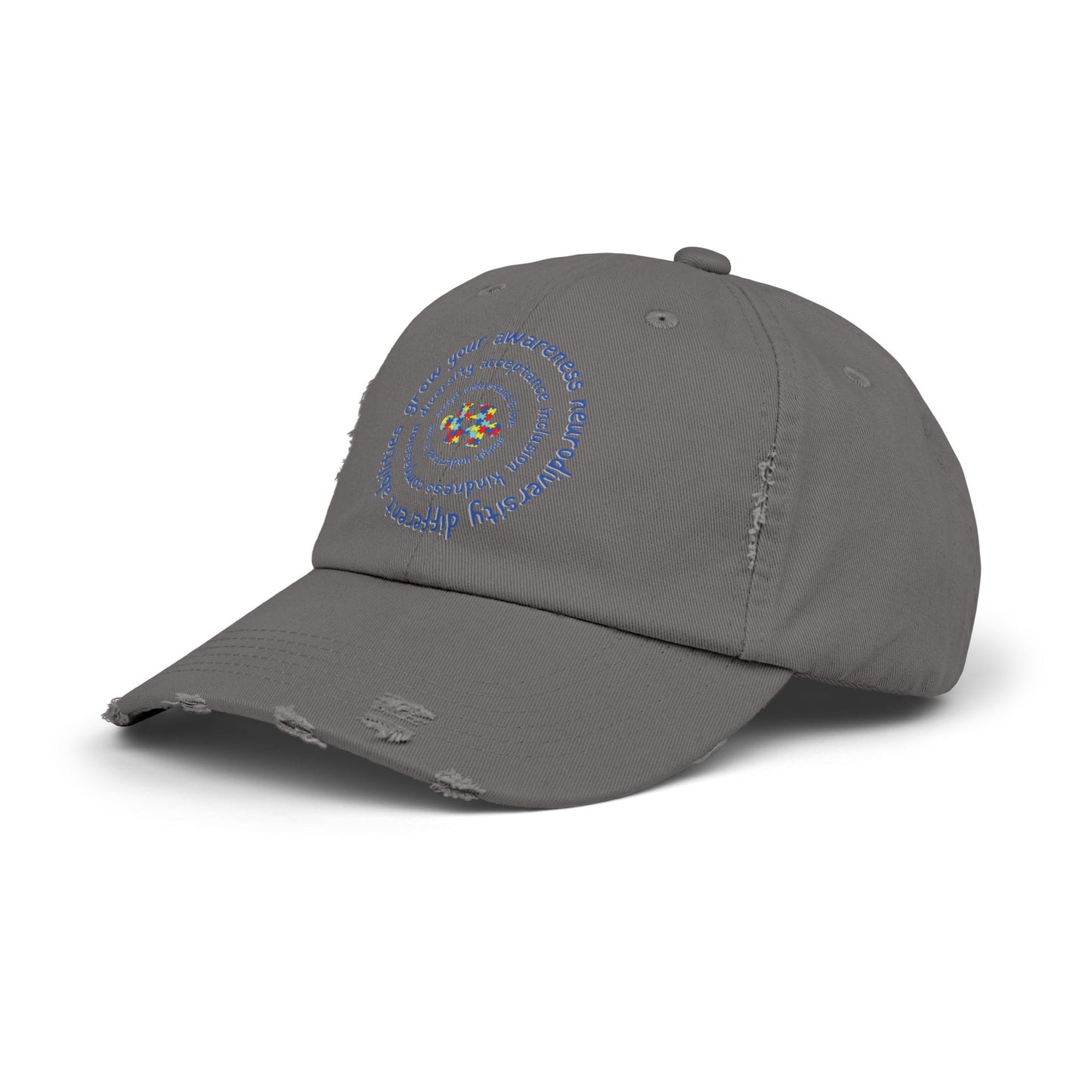 Grow Your Awareness, Autism Hat for Everyday Wear, Distressed Cap