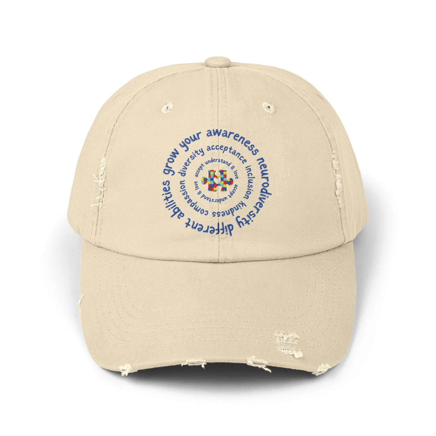 Grow Your Awareness, Autism Hat for Everyday Wear, Distressed Cap
