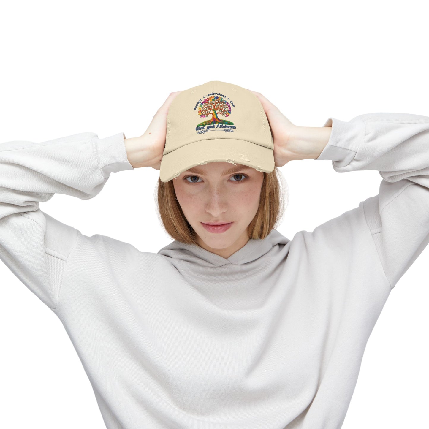Accept, Understand & Love, Autism Hat for Everyday Wear, Distressed Cap