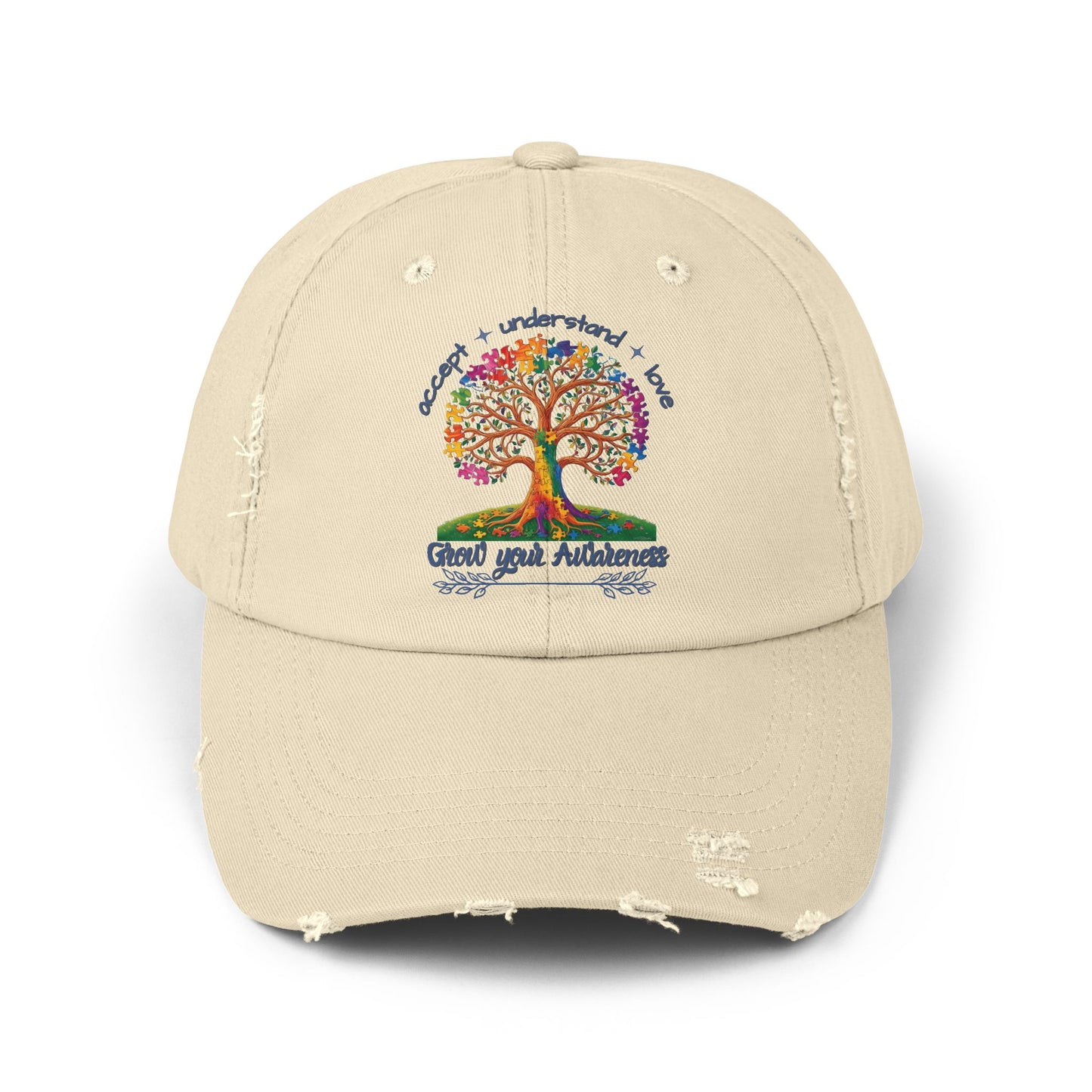 Accept, Understand & Love, Autism Hat for Everyday Wear, Distressed Cap