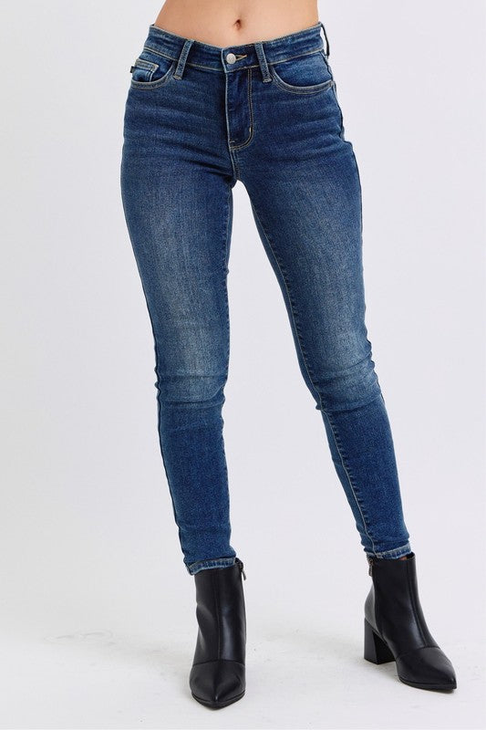 shopelevatedtoday, shopelevatedtoday.com/, Judy Blue Full Size Run Mid-Rise Waist Skinny Jeans with Thermal Lining