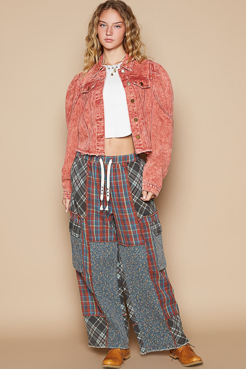 shopelevatedtoday, shopelevatedtoday.com/, POL Raw Hem Button Up Cropped Denim Jacket
