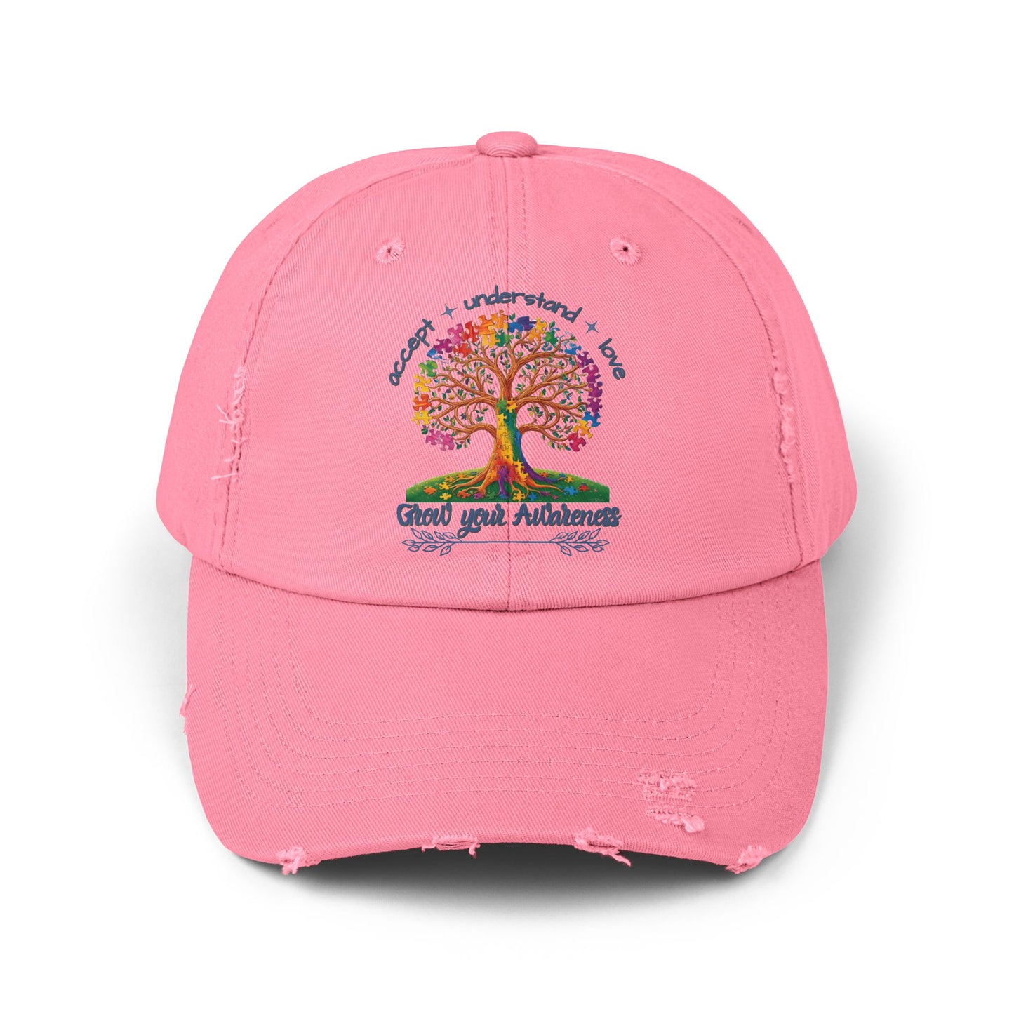 Accept, Understand & Love, Autism Hat for Everyday Wear, Distressed Cap