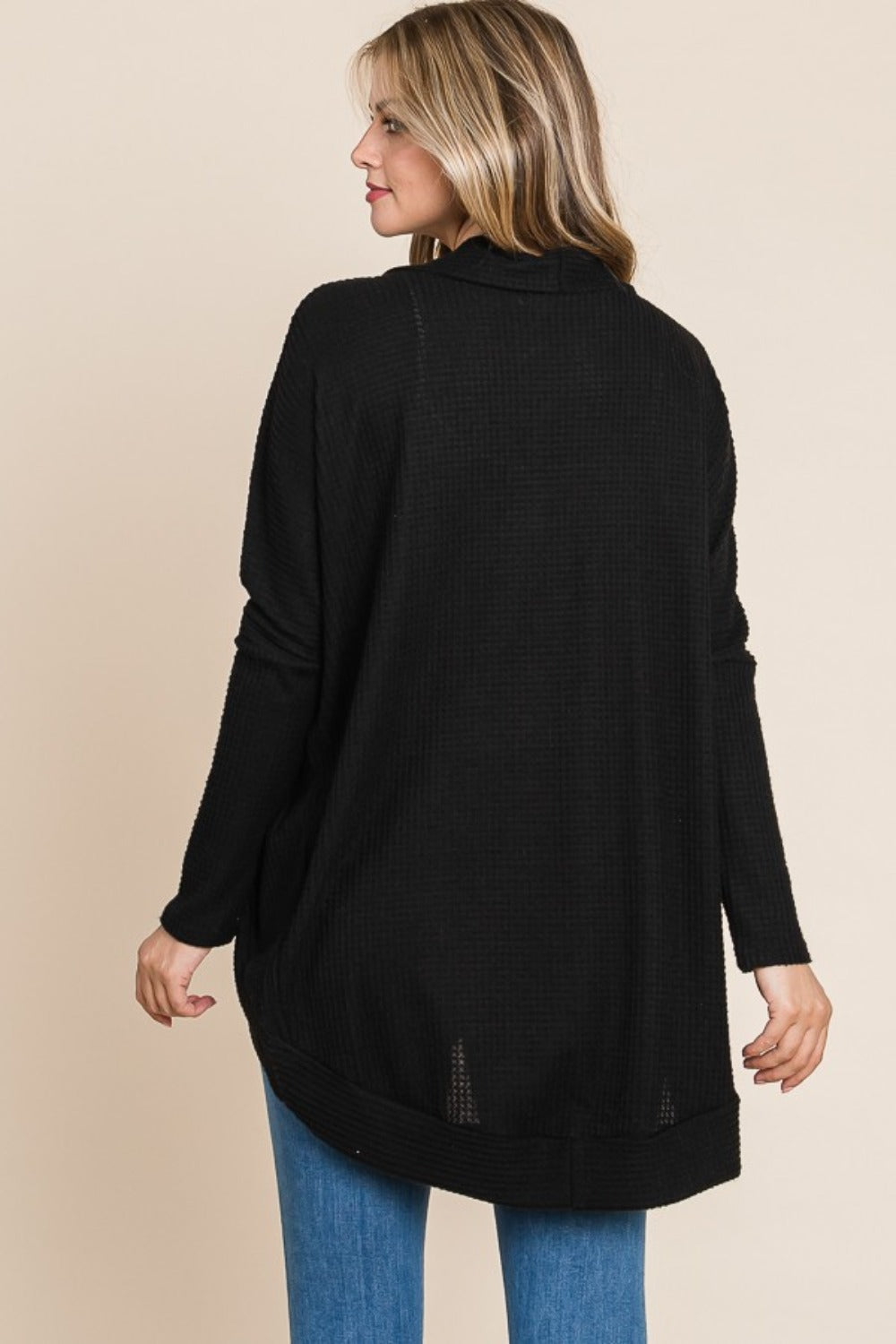 shopelevatedtoday, shopelevatedtoday.com/, BOMBOM Open Front Waffle Knit Cocoon Cardigan