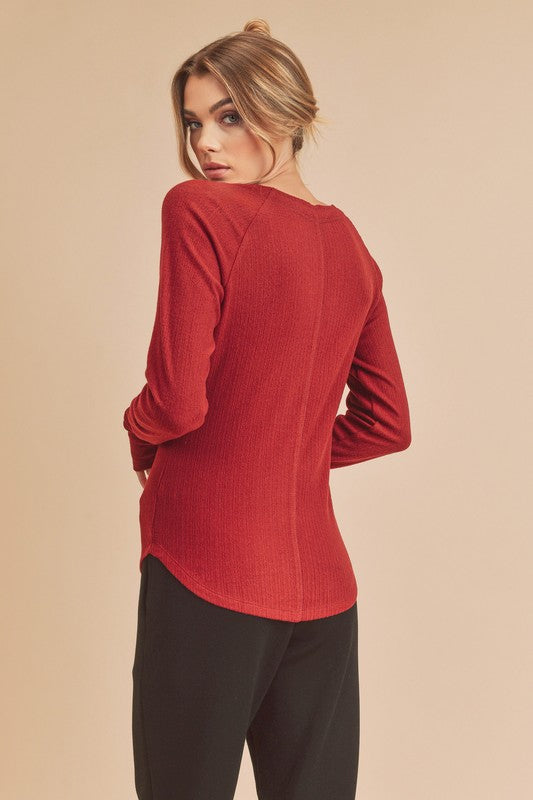 shopelevatedtoday, shopelevatedtoday.com, Aemi + Co Notched Raglan Sleeve Curved Hem T-Shirt