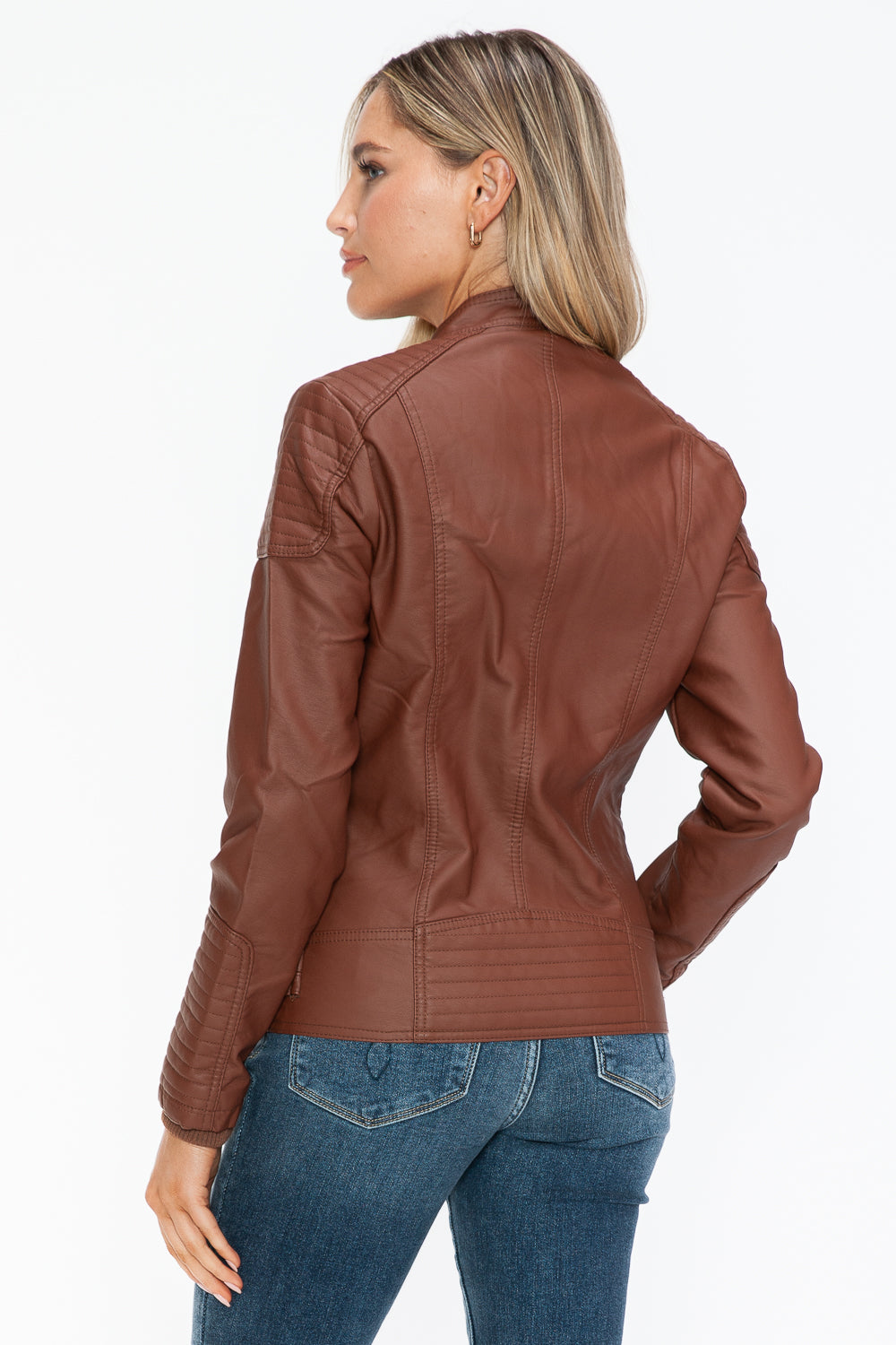 shopelevatedtoday, shopelevatedtoday.com/, Snobbish Faux Leather Biker Jacket with Side Zip Pockets