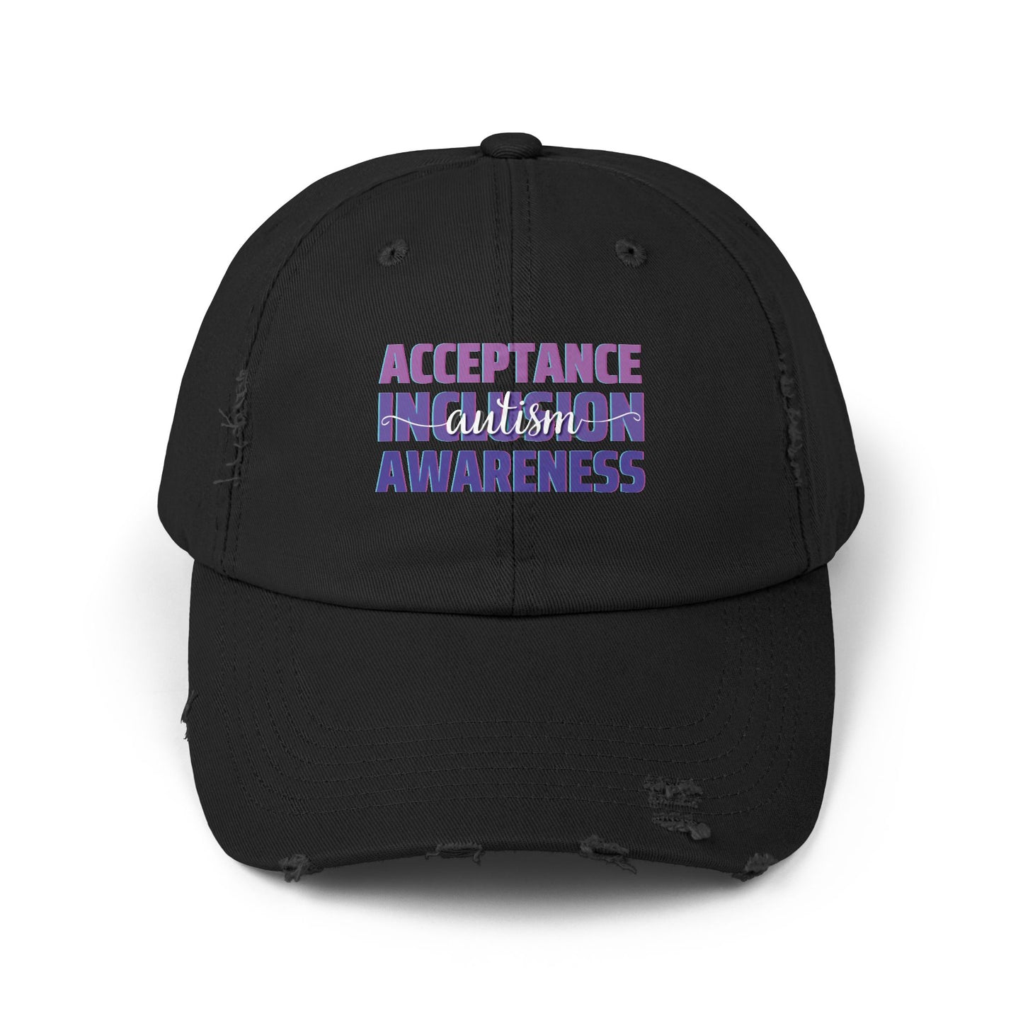 Acceptance Inclusion Awareness, Autism Hat for Everyday Wear, Distressed Cap