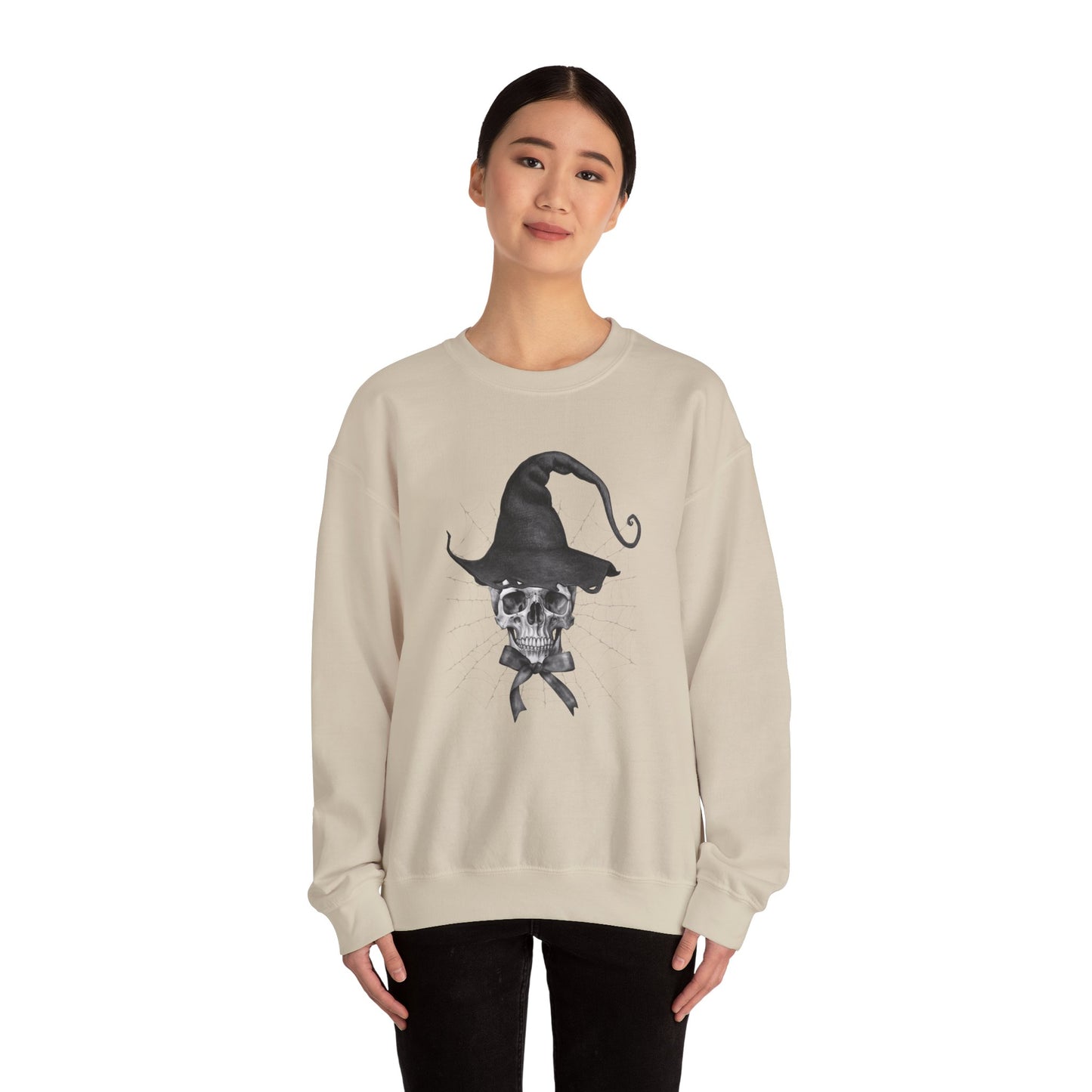 Halloween Witch Skull Crewneck Sweatshirt