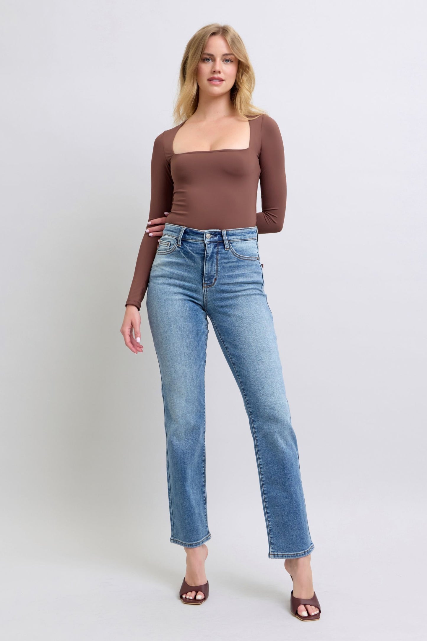 shopelevatedtoday, shopelevatedtoday.com, Judy Blue Full Size Run Vintage Wash Thermal Straight Jeans