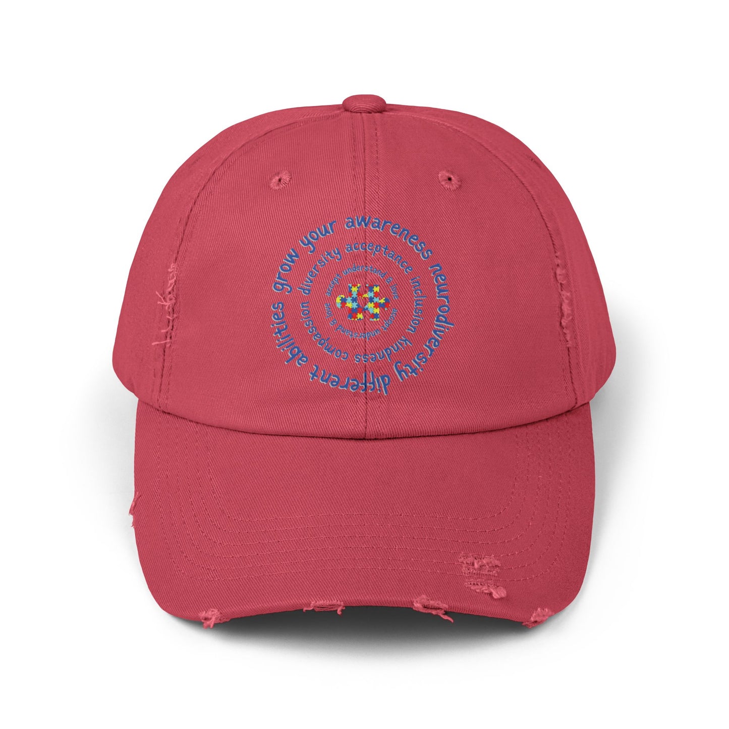 Grow Your Awareness, Autism Hat for Everyday Wear, Distressed Cap