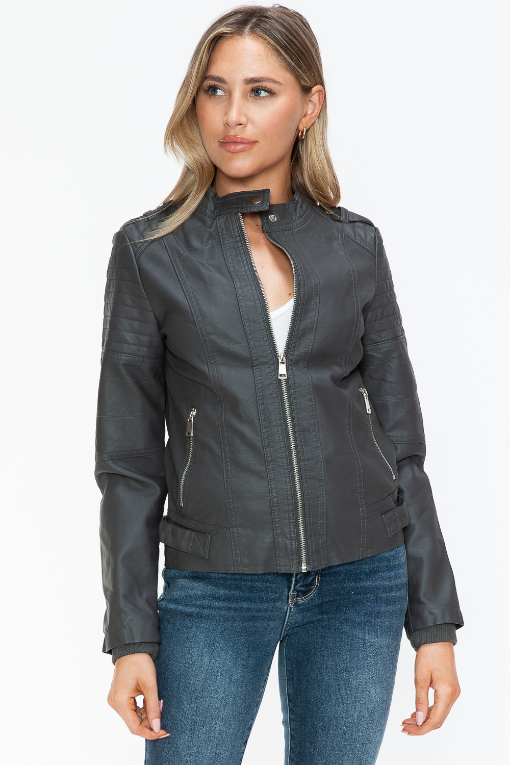 shopelevatedtoday, shopelevatedtoday.com/, Snobbish PU Leather Biker Jacket with Side Zip Pockets