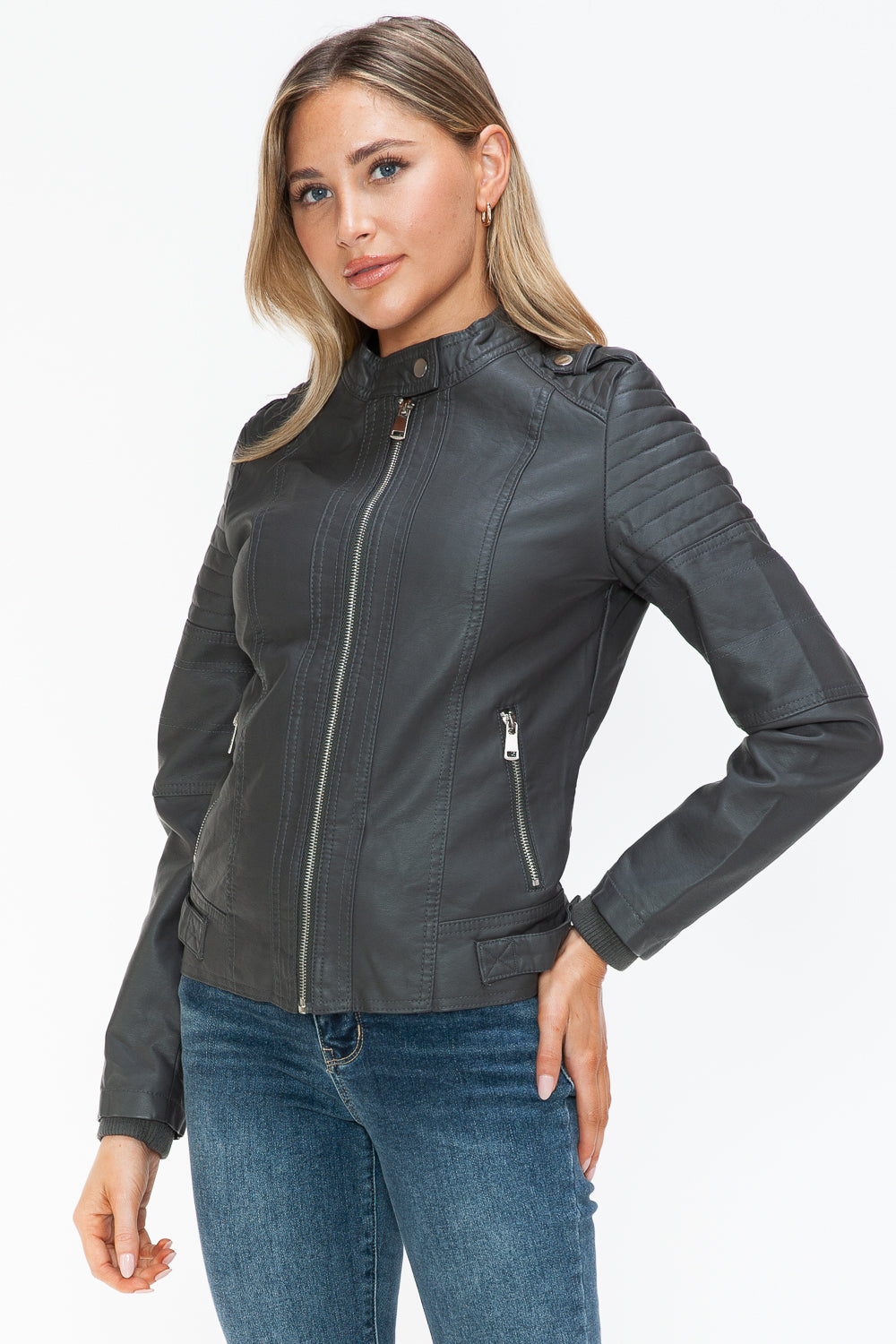 shopelevatedtoday, shopelevatedtoday.com/, Snobbish PU Leather Biker Jacket with Side Zip Pockets