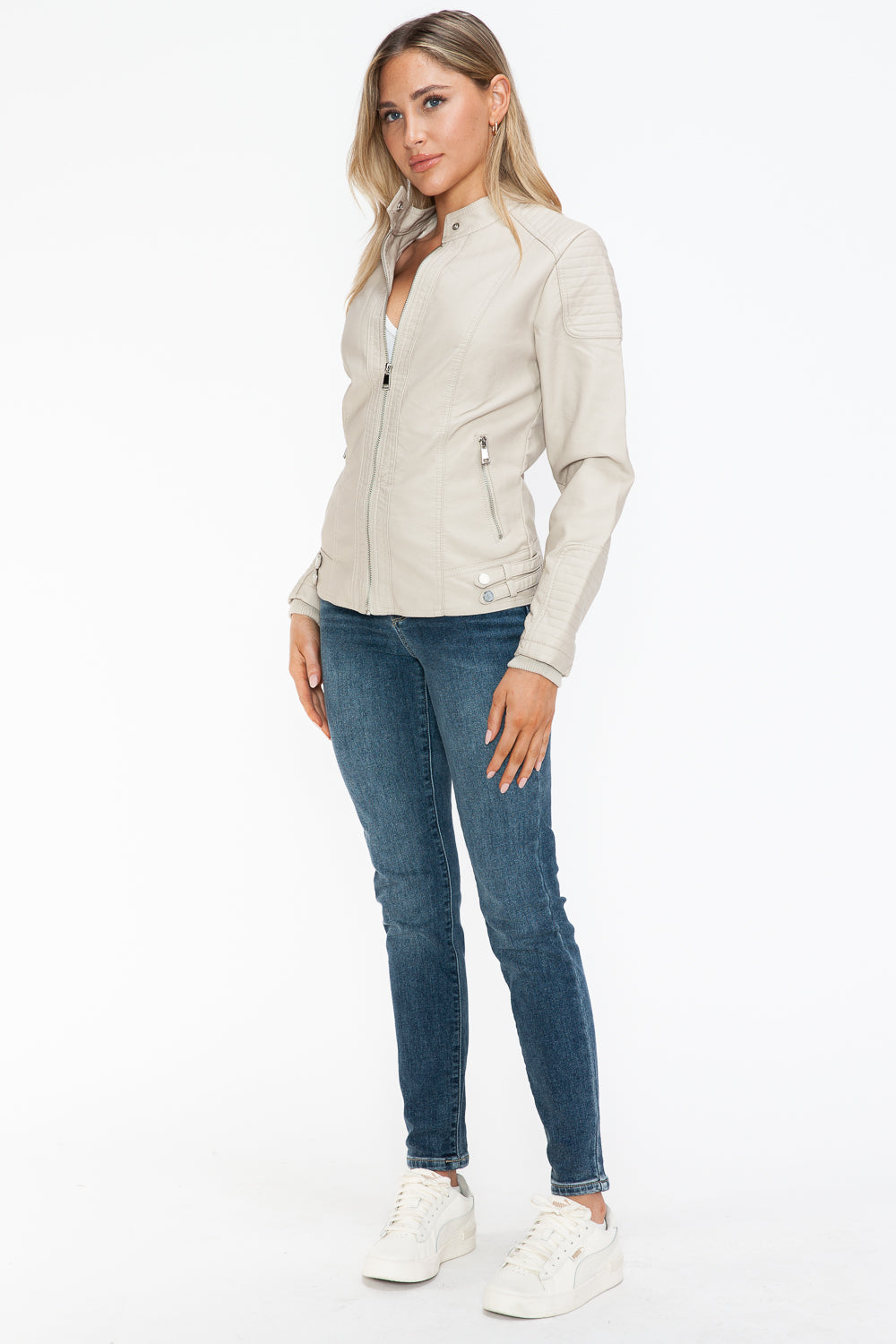 shopelevatedtoday, shopelevatedtoday.com/, Snobbish Faux Leather Biker Jacket with Side Zip Pockets