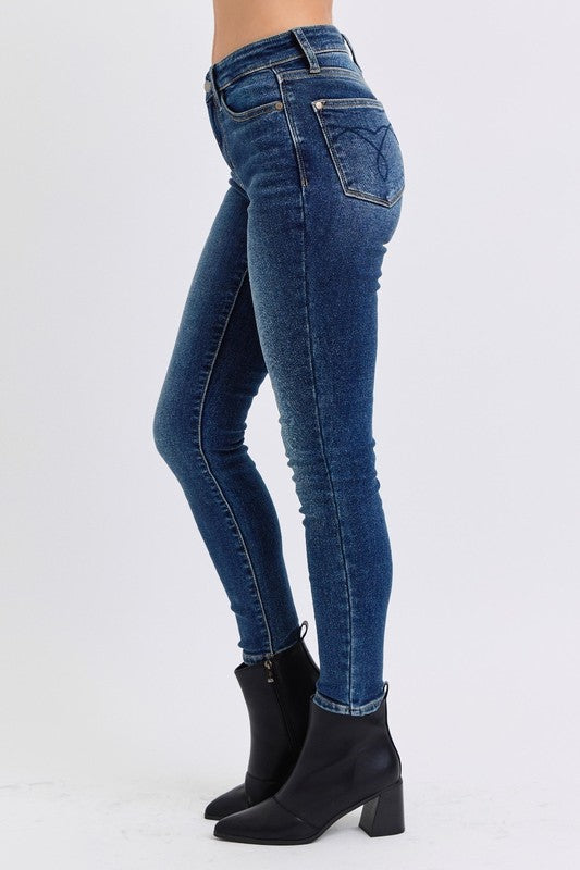 shopelevatedtoday, shopelevatedtoday.com/, Judy Blue Full Size Run Mid-Rise Waist Skinny Jeans with Thermal Lining