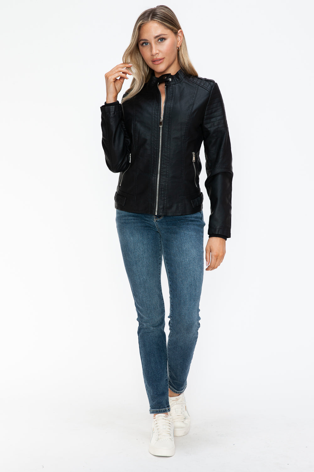 shopelevatedtoday, shopelevatedtoday.com/, Snobbish PU Leather Biker Jacket with Side Zip Pockets