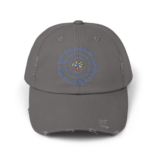 Grow Your Awareness, Autism Hat for Everyday Wear, Distressed Cap