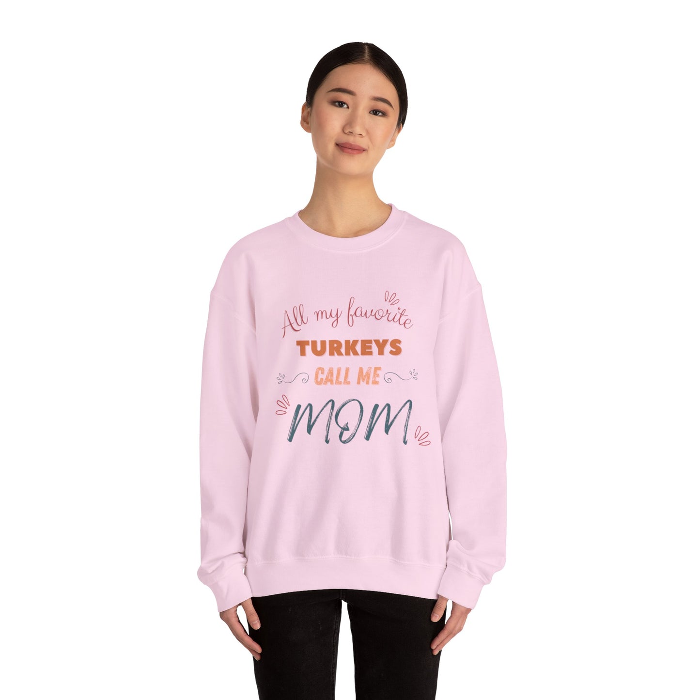 Mom's Turkeys, Women's Heavy Blend Crewneck Cotton Sweatshirt