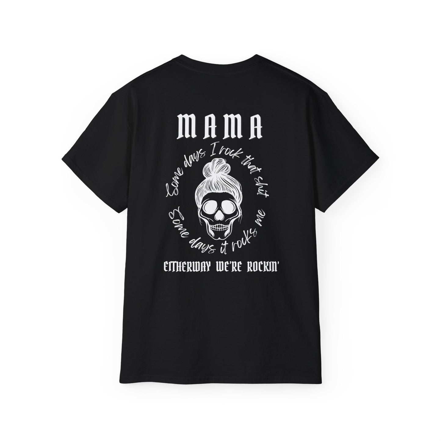 Mamma Rockin, White Print, Unisex Ultra Cotton Tee - WHITE Mamma Rockin