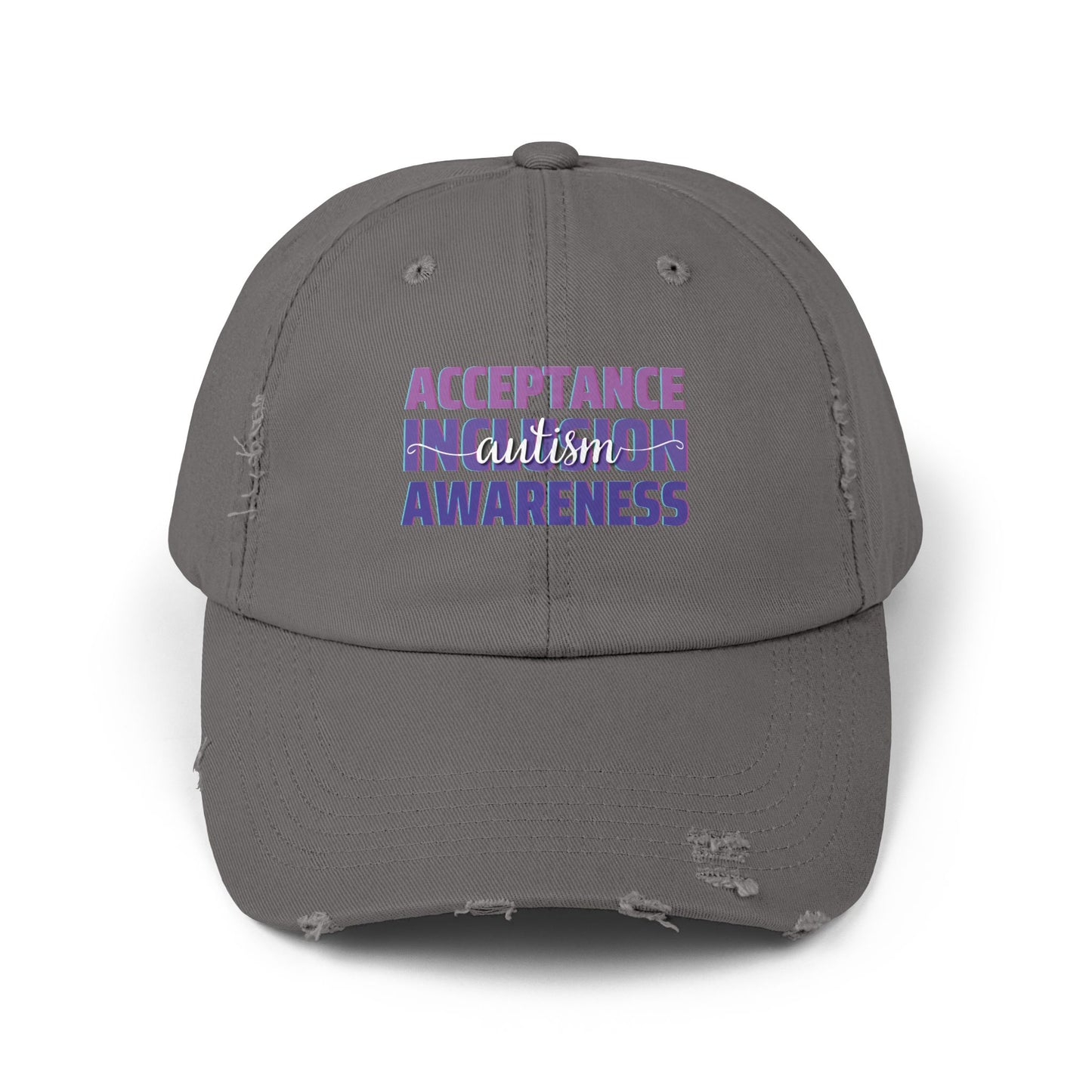 Acceptance Inclusion Awareness, Autism Hat for Everyday Wear, Distressed Cap