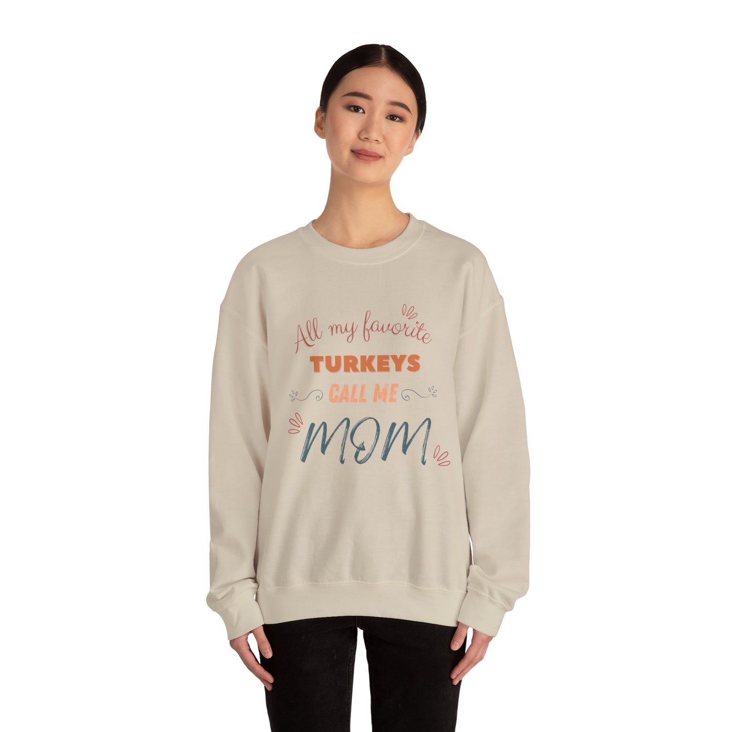 Mom's Turkeys, Women's Heavy Blend Crewneck Cotton Sweatshirt