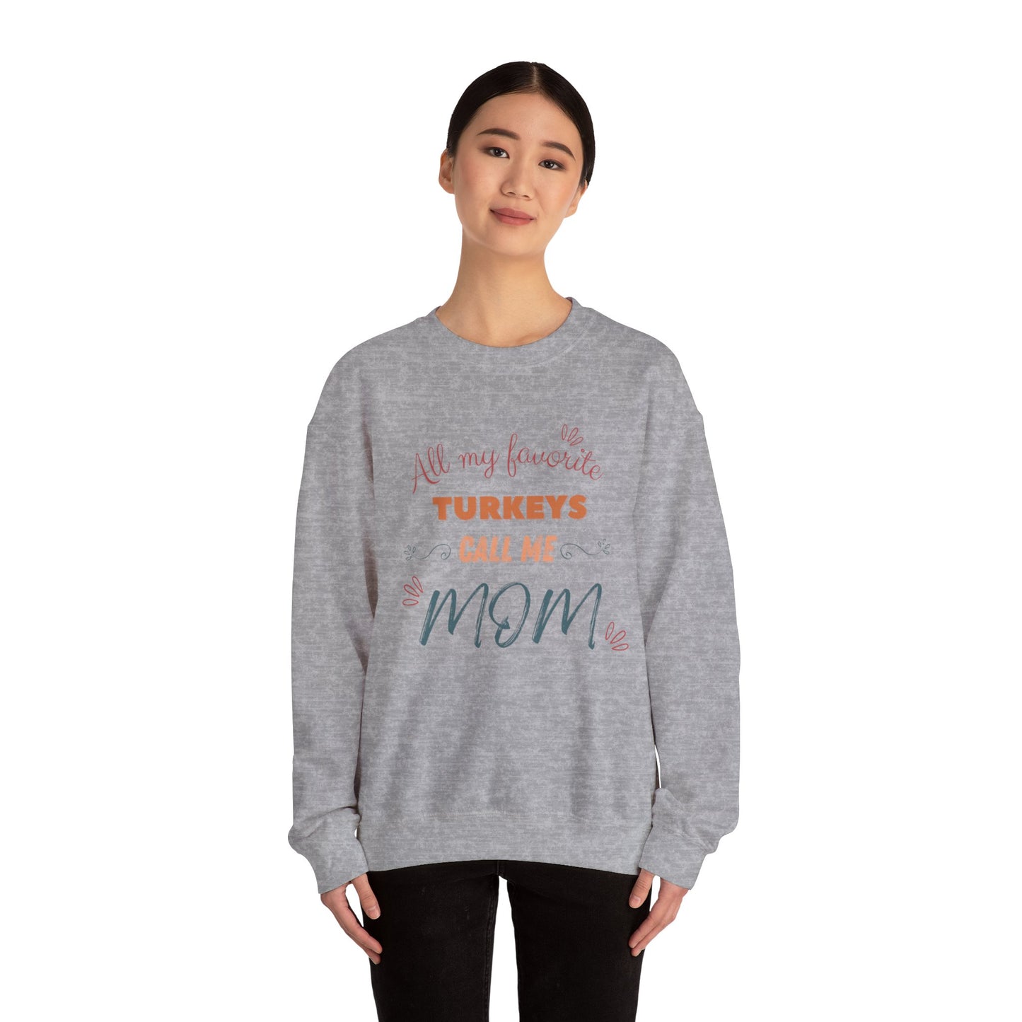 Mom's Turkeys, Women's Heavy Blend Crewneck Cotton Sweatshirt