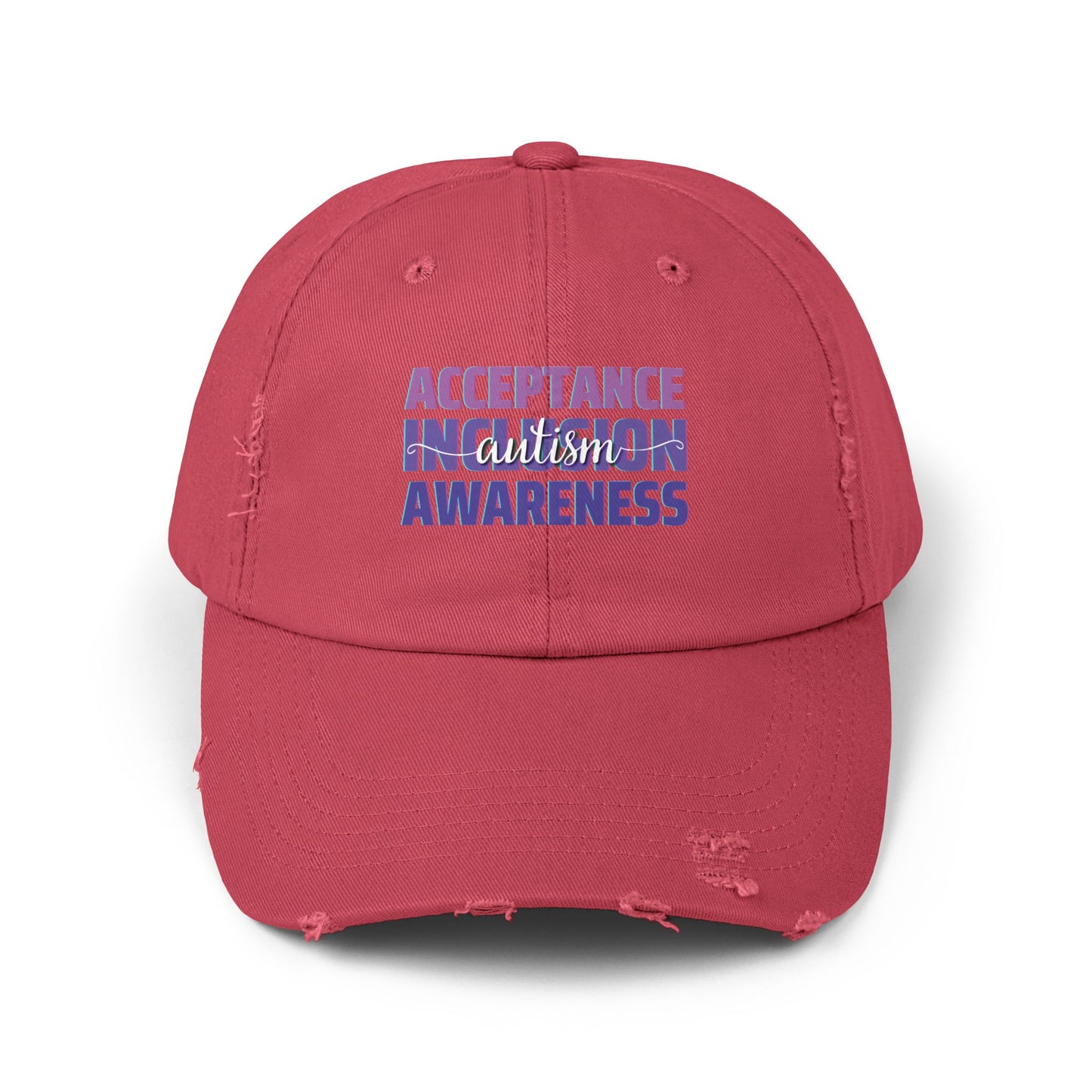 Acceptance Inclusion Awareness, Autism Hat for Everyday Wear, Distressed Cap