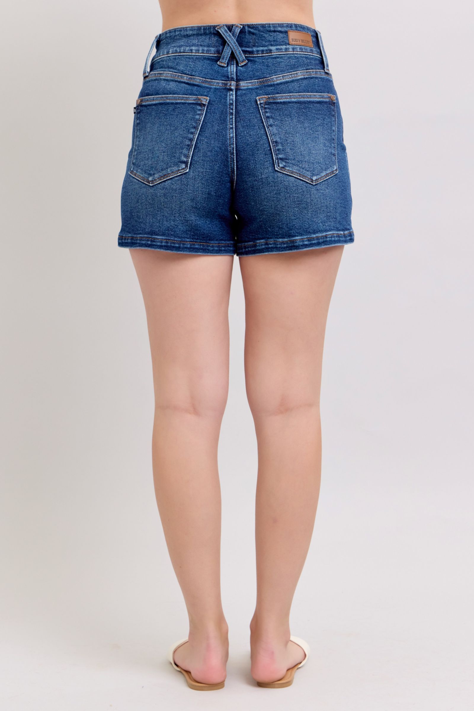 shopelevatedtoday, shopelevatedtoday.com, Judy Blue Full Size Double Button Waistband Denim Shorts Plus Size