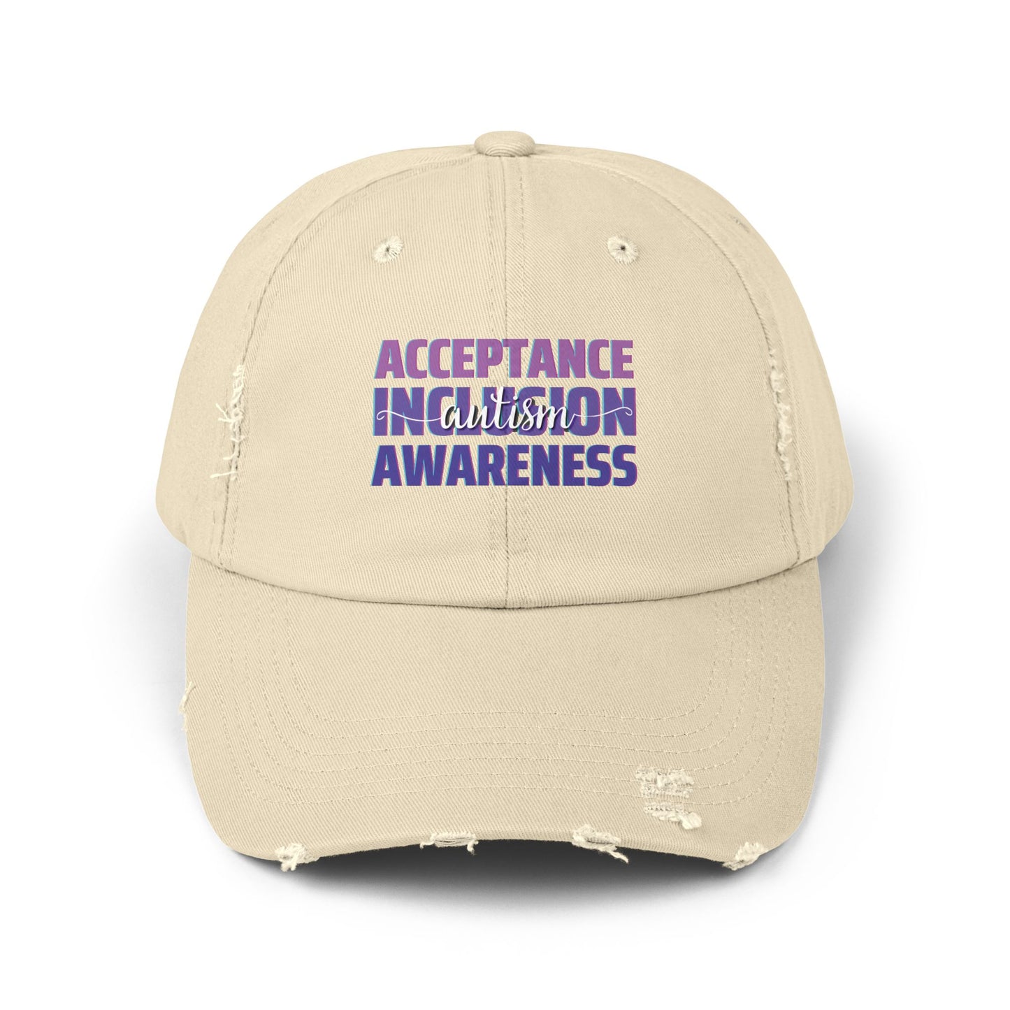Acceptance Inclusion Awareness, Autism Hat for Everyday Wear, Distressed Cap