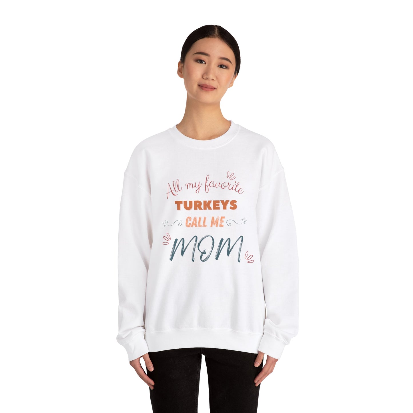 Mom's Turkeys, Women's Heavy Blend Crewneck Cotton Sweatshirt