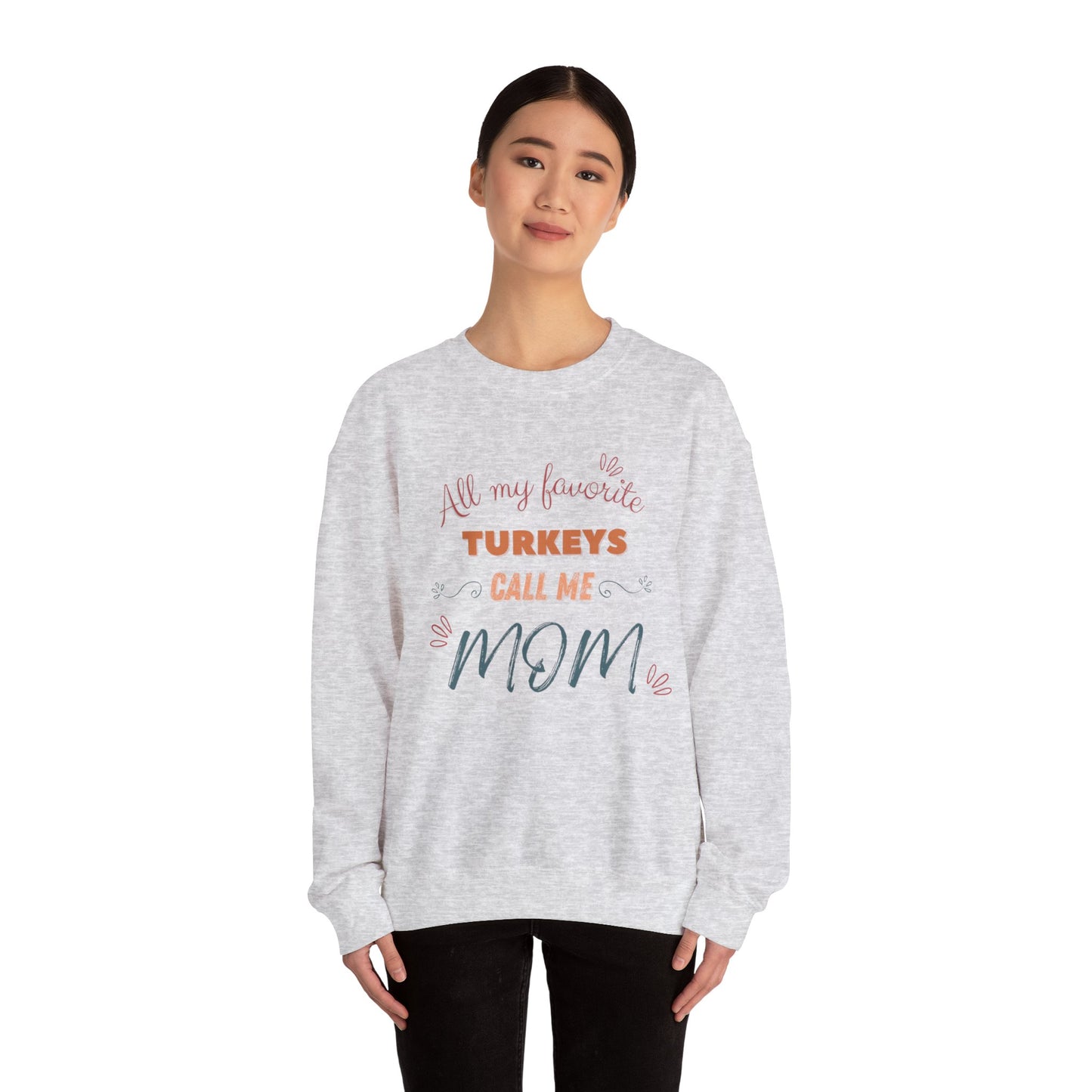 Mom's Turkeys, Women's Heavy Blend Crewneck Cotton Sweatshirt