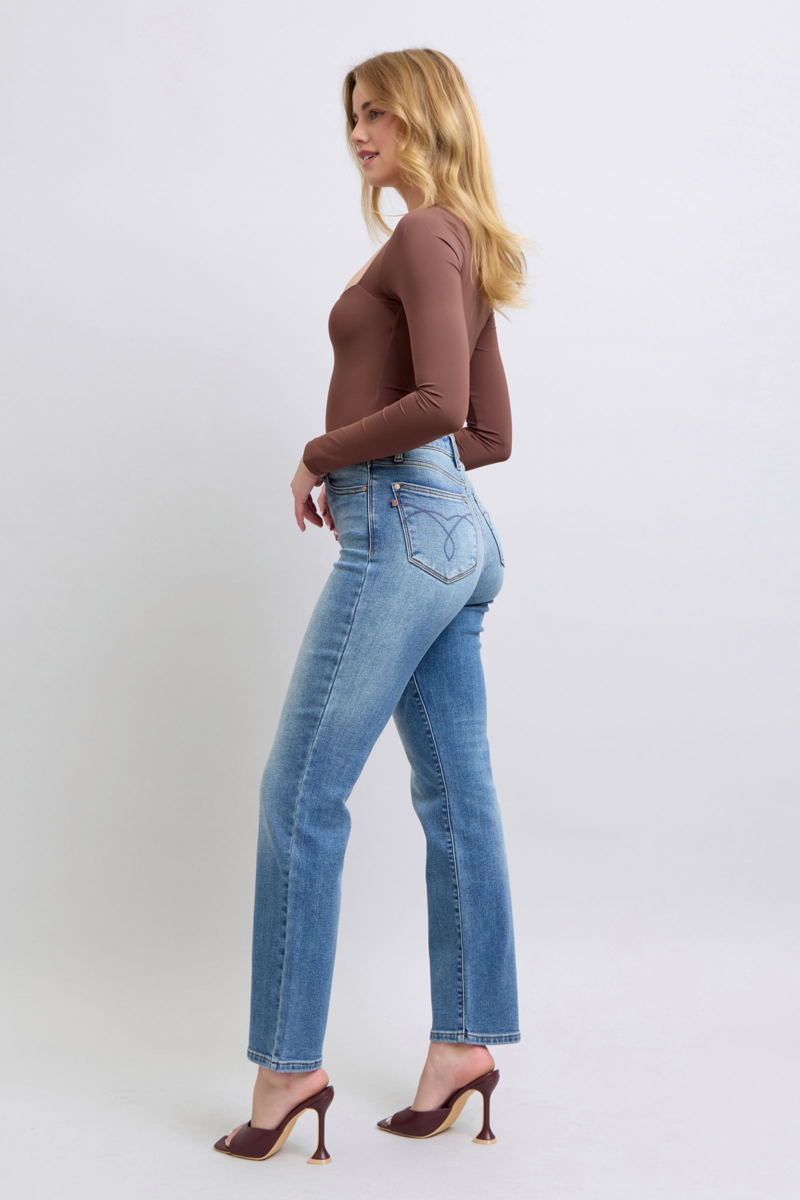 shopelevatedtoday, shopelevatedtoday.com, Judy Blue Full Size Run Vintage Wash Thermal Straight Jeans