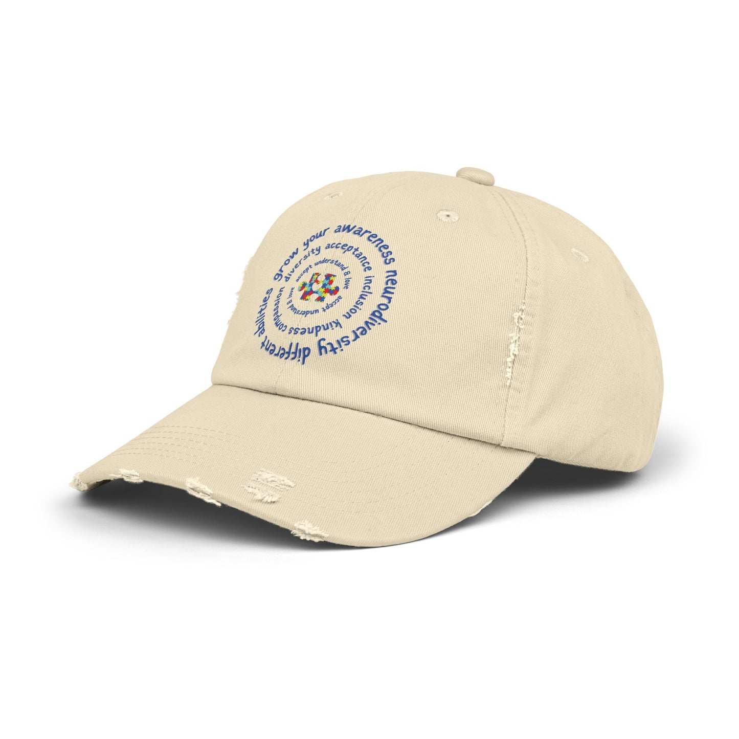 Grow Your Awareness, Autism Hat for Everyday Wear, Distressed Cap