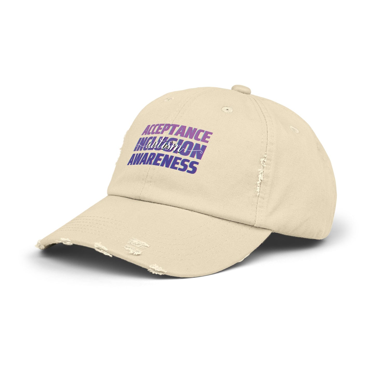 Acceptance Inclusion Awareness, Autism Hat for Everyday Wear, Distressed Cap
