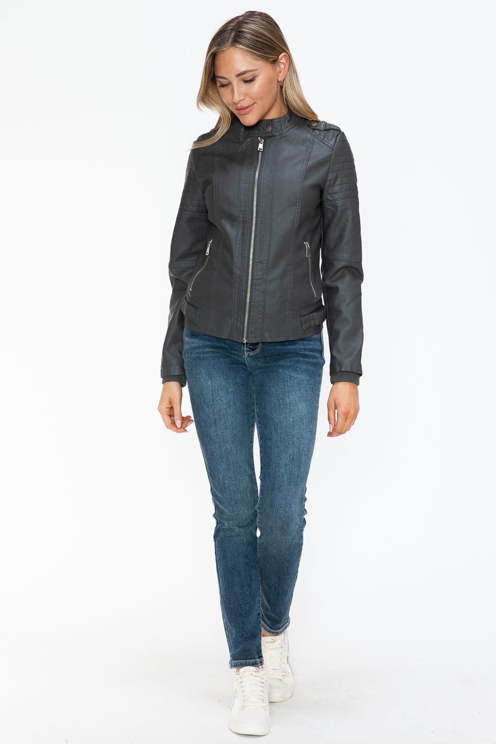 shopelevatedtoday, shopelevatedtoday.com/, Snobbish PU Leather Biker Jacket with Side Zip Pockets