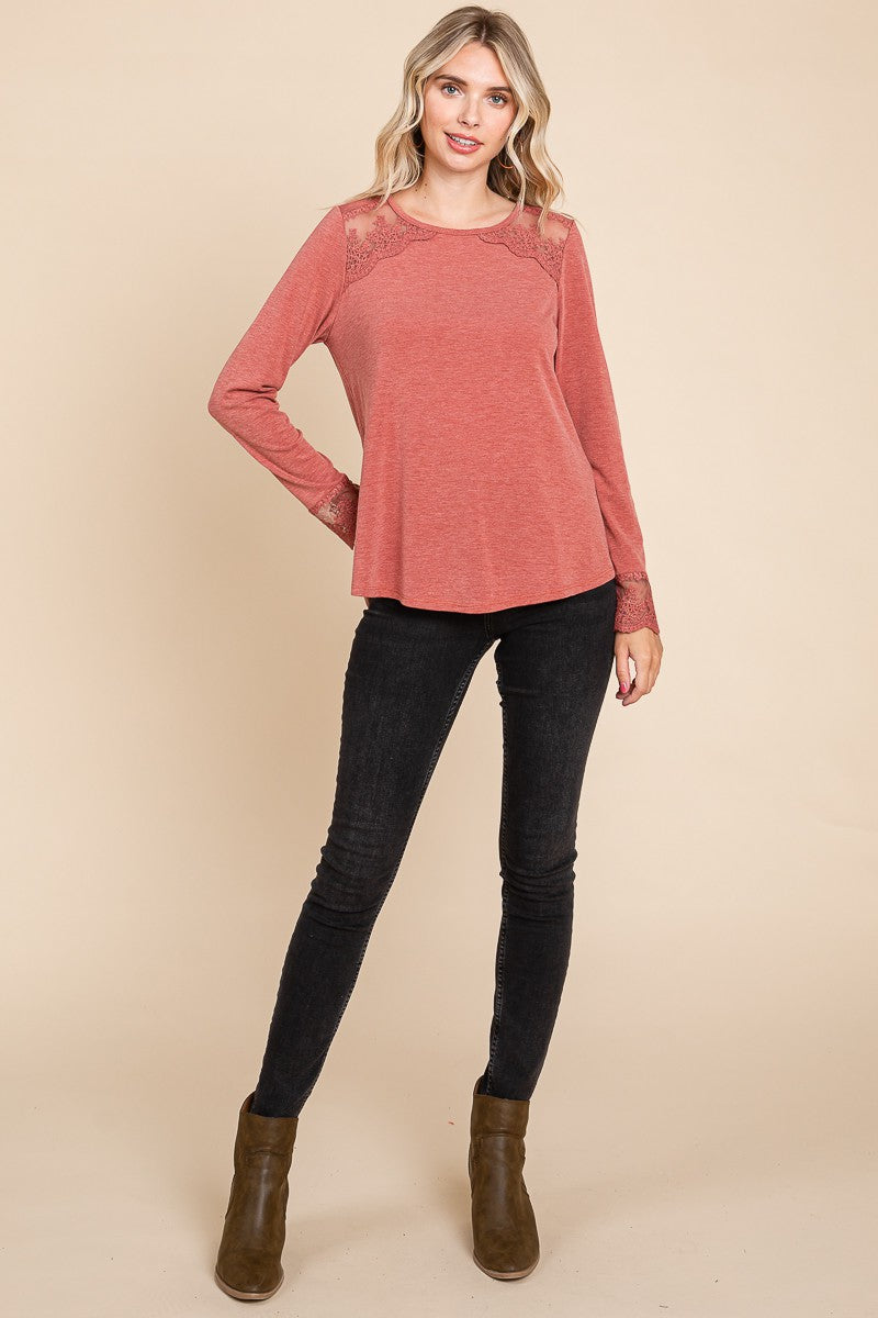 shopelevatedtoday, shopelevatedtoday.com/, Super Lady Full Size Lace Detail Round Neck T-Shirt
