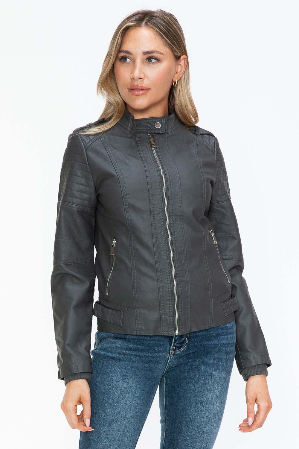 shopelevatedtoday, shopelevatedtoday.com/, Snobbish PU Leather Biker Jacket with Side Zip Pockets
