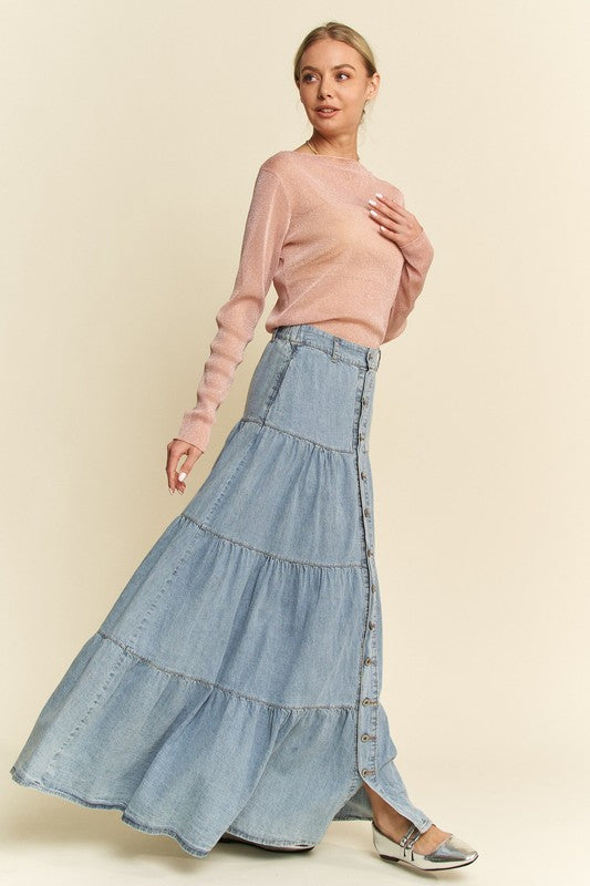 shopelevatedtoday, shopelevatedtoday.com, Davi & Dani Glitter Mesh Lettuce Hem Long Sleeve Top