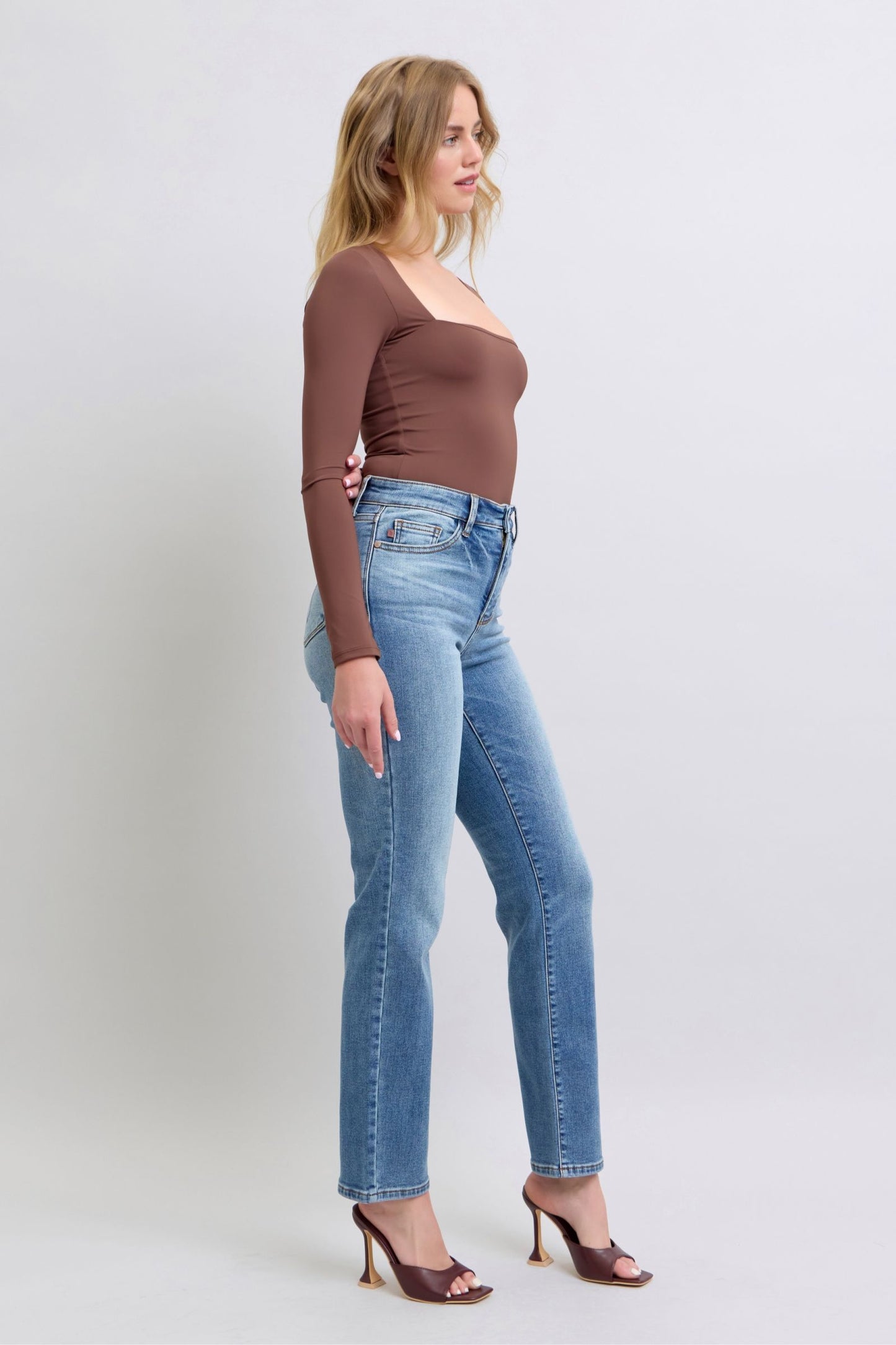 shopelevatedtoday, shopelevatedtoday.com, Judy Blue Full Size Run Vintage Wash Thermal Straight Jeans