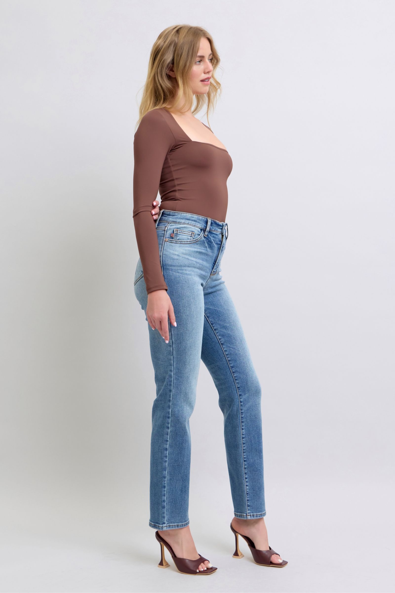 shopelevatedtoday, shopelevatedtoday.com, Judy Blue Full Size Run Vintage Wash Thermal Straight Jeans