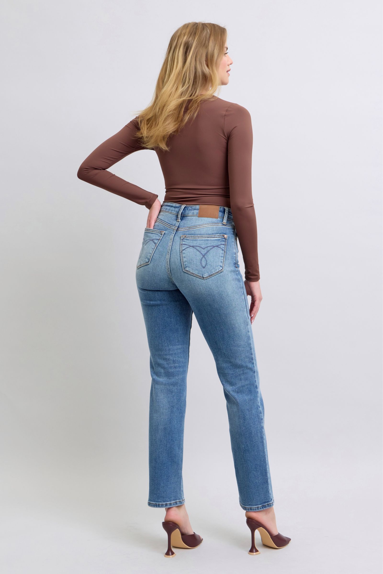 shopelevatedtoday, shopelevatedtoday.com, Judy Blue Full Size Run Vintage Wash Thermal Straight Jeans