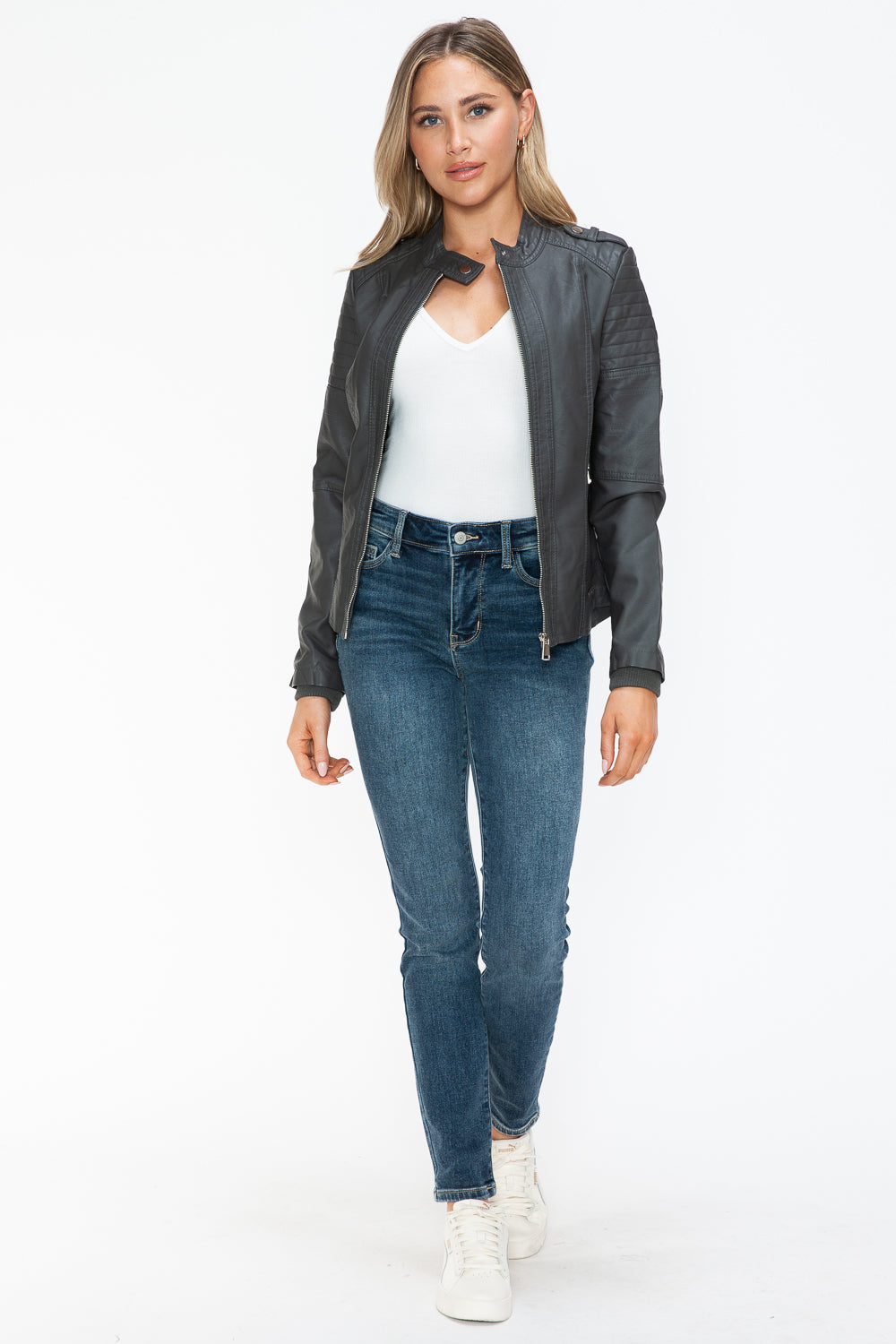 shopelevatedtoday, shopelevatedtoday.com/, Snobbish PU Leather Biker Jacket with Side Zip Pockets